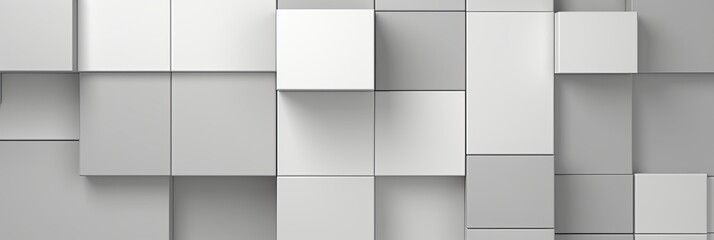 Minimalist 3d grey cube background with geometric shapes for web design and visualisation, banner, panorama