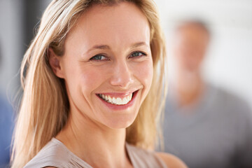 Portrait, smile and business with woman accountant and professional with a career and broker. Face,...