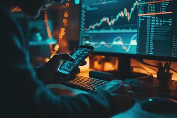 businessman analyze data works on the Insights analytics dashboard for operations management to make investment decisions