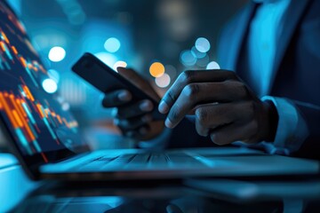 businessman analyze data works on the Insights analytics dashboard for operations management to make investment decisions