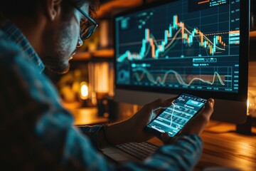 businessman analyze data works on the Insights analytics dashboard for operations management to make investment decisions