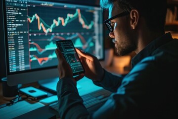 businessman analyze data works on the Insights analytics dashboard for operations management to make investment decisions