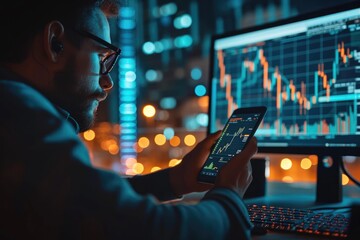 businessman analyze data works on the Insights analytics dashboard for operations management to make investment decisions