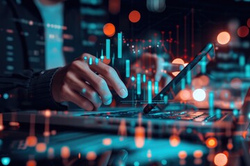 businessman analyze data works on the Insights analytics dashboard for operations management to make investment decisions