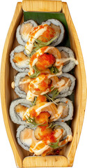 Sushi boat, isolated on transparent background. PNG