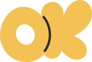 Cute OK text element vector