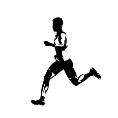 Fototapeta na wymiar Run, running man isolated vector silhouette, side view