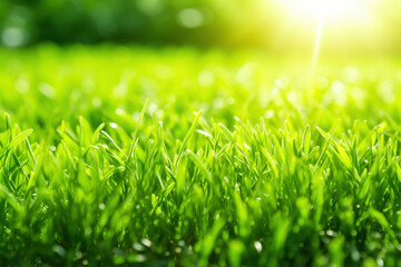 Nature background with juicy green grass on a sunny day