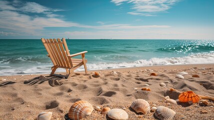 Fototapeta na wymiar Inviting Beach Chair by the Sea