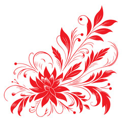 Fototapeta na wymiar hand draw of beautiful floral ornament red leaves. Contour Flower leaf. Floral Design Element vector