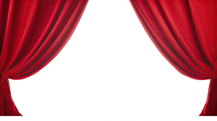 Transparent Dramatic Unveiling: Theater or Cinema Opening the Curtain - Captivating Stock Image for Sale. white background	