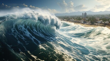 Tsunami Approaching Coastal City