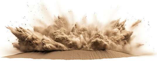 Sand explosion, with vibrant splashes of gold against a captivating white background, beautiful art	