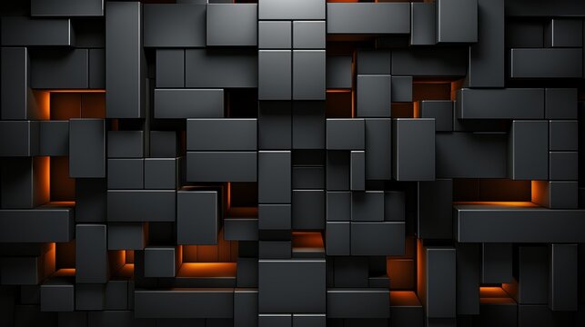 Abstract dark 3d geometric cube, innovative technology wallpaper for modern web design, banner