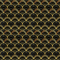 art deco with multiple golden arc line ,overlap cirlce pattern in vintage style pattern, tile