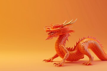 Obraz premium Traditional 3d chinese dragon illustration. 3d character dragon bright colors Banner chinese dragon 2024. New Year of the Dragon 2024