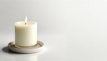 Obraz na płótnie Canvas natural fragranced white soy candle interiors for lofts with a minimalist style a closeup of the text copy area
