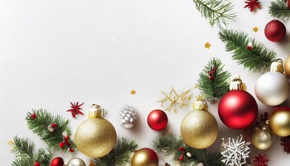 Naklejka na ściany i meble christmas white background with festive decorations