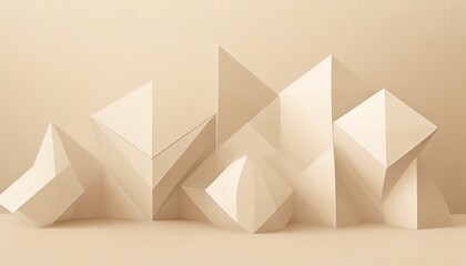 3d abstract geometric figures on beige background