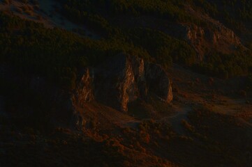 Dawn Light on Rugged Hillside