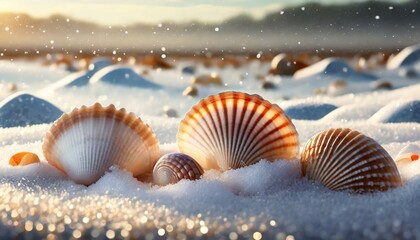 seashells in the snow