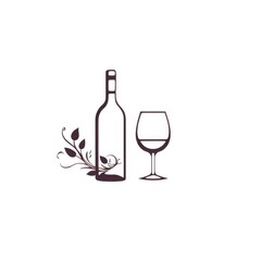 Stylized Wine Bottle and Glass Silhouette