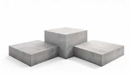 three square geometric design step concrete podium