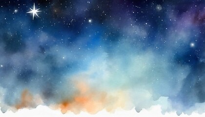 Fototapeta na wymiar watercolor night space with stars border illustration tranparent background