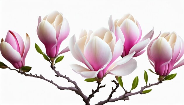 elegant magnolia blooms with velvety petals isolated on a background for design layouts