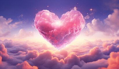 Obraz premium illustration valentine colorful cloud heart on sky background decoration_82