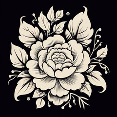 Hand drawn garden rose flower isolated on white background