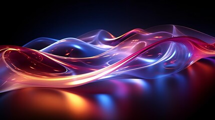 Abstract neon blurred background with striking lighting waves effects and vibrant colour palette, banner