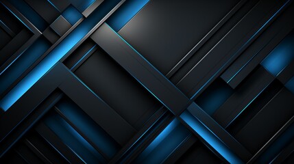 Dark and neon blue art abstract with 3d geometric form suitable for web design and graphic projects, banner