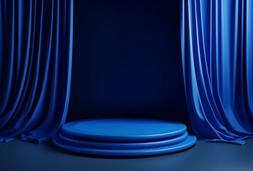 Blue podium background in luxury style.