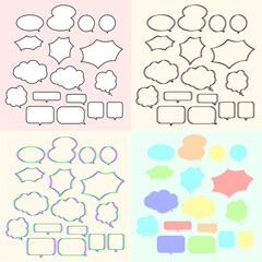 말풍선 아이콘 세트 (네온사인, 파스텔톤, 만화, 웹툰)