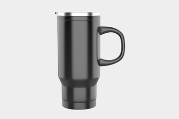 stainless steel tumbler and mug vacuum insulated double wall travel cup with lid isolated on white. 3d illustration