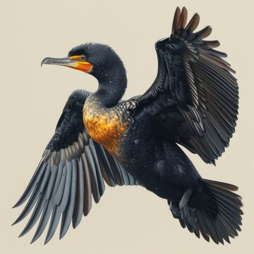 recommend clip art: Doublecrested Cormorant Nannopterum Auritum On White Background, Illustrations Images
