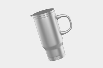 stainless steel tumbler and mug vacuum insulated double wall travel cup with lid isolated on white. 3d illustration