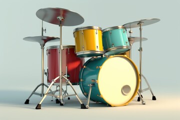 Realistic 3D drum kit rendering generative by ai