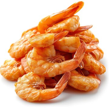 Dried Shrimp That Have Been Sundried On White Background, Illustrations Images