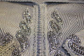 Moroccan Djellaba Embroidery Details. women clothing.
