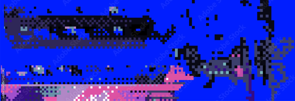 Aufkleber Glitched abstract background with pixel noise. Concept of bug in program or computer virus.