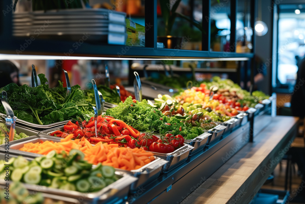 Wall mural fresh salad bar display