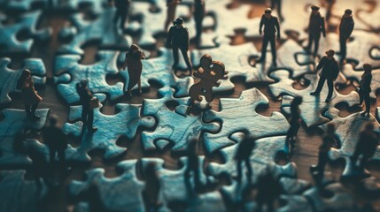 Obraz premium Unified Vision: Signs of Teamwork Amidst the Puzzle of Purpose