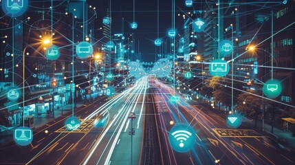 Fototapeta na wymiar The Digital Crossroads: Where Signs Meet Wireless Connectivity