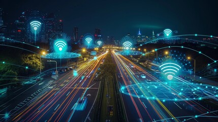 Fototapeta na wymiar The Digital Crossroads: Where Signs Meet Wireless Connectivity