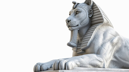A mesmerizing 3D rendering of an enigmatic sphinx, set in a captivatingly isolated scene. The intricate details and superb rendering of this artwork make it a perfect choice for adding a tou