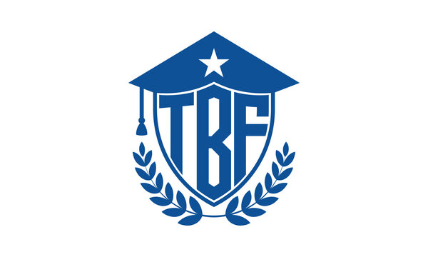 TBF three letter iconic academic logo design vector template. monogram, abstract, school, college, university, graduation cap symbol logo, shield, model, institute, educational, coaching canter, tech