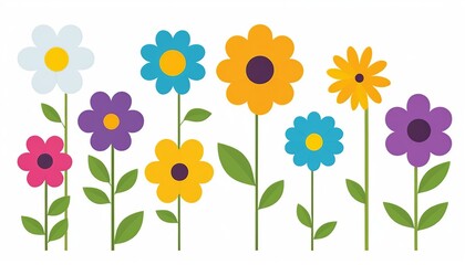 Flat Style Vector Illustration: Beautiful Color Flowers Design