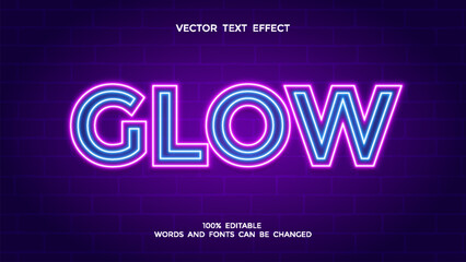 neon glow editable text effect with blue and purple color © hafid